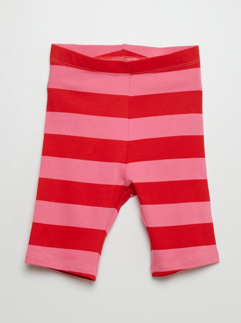 Calções tipo ciclista em algodão elástico estampado VERMELHO - Kiabi