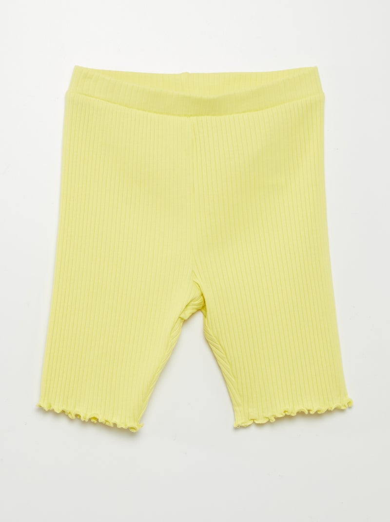 Calções tipo ciclista nervurados Amarelo - Kiabi
