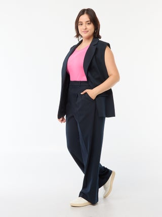 Calções wide leg com cintura subida