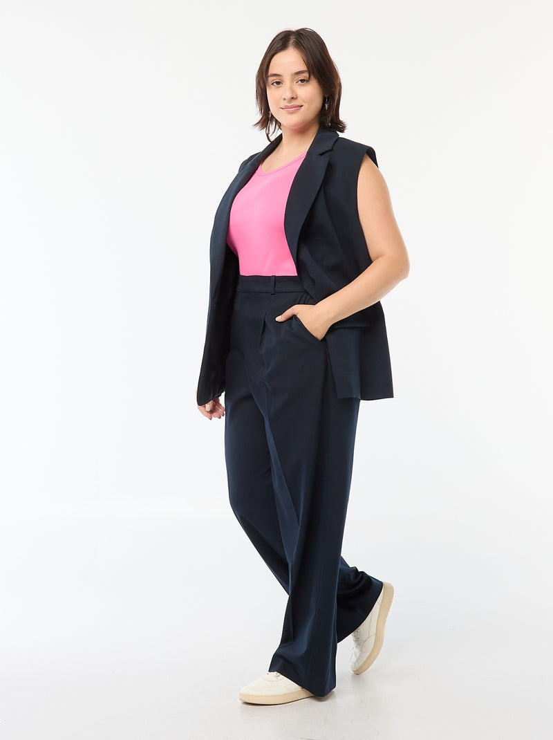 Calções wide leg com cintura subida Azul - Kiabi