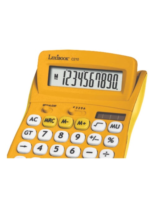 Calculadora de bolso amarela de 10 dígitos com ângulo de ecrã ajustável e acabamento em borracha - Kiabi