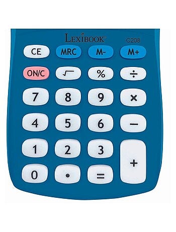 Calculadora de bolso azul de 8 dígitos com acabamento em borracha