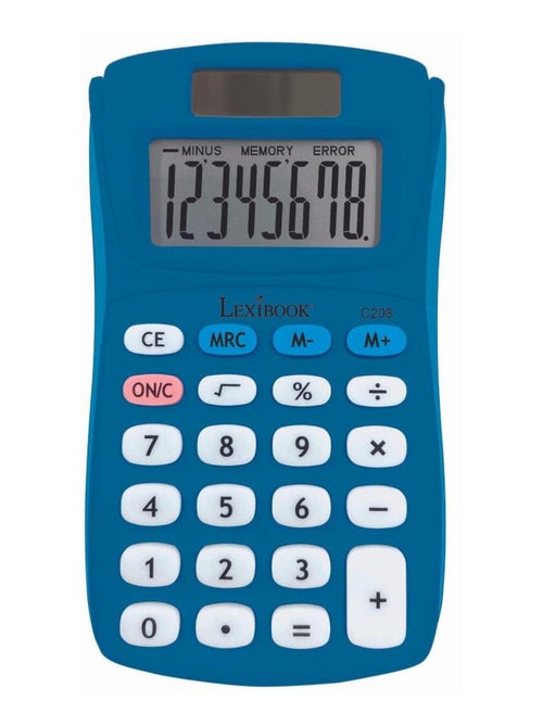 Calculadora de bolso azul de 8 dígitos com acabamento em borracha - Kiabi