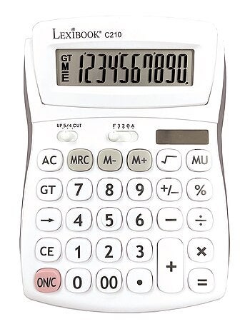 Calculadora de bolso de 10 dígitos com ângulo de ecrã ajustável e acabamento em borracha