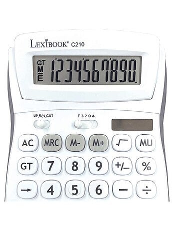 Calculadora de bolso de 10 dígitos com ângulo de ecrã ajustável e acabamento em borracha
