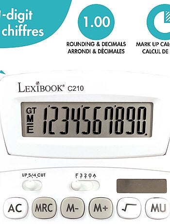 Calculadora de bolso de 10 dígitos com ângulo de ecrã ajustável e acabamento em borracha