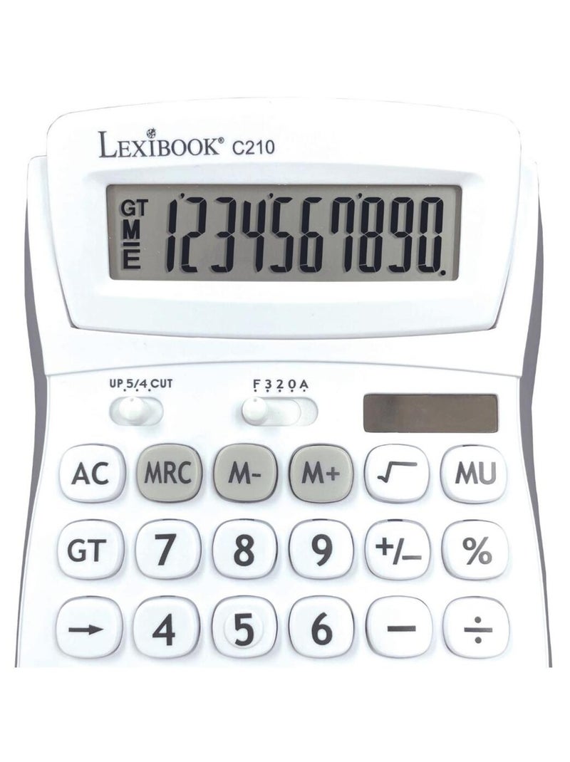 Calculadora de bolso de 10 dígitos com ângulo de ecrã ajustável e acabamento em borracha Branco - Kiabi