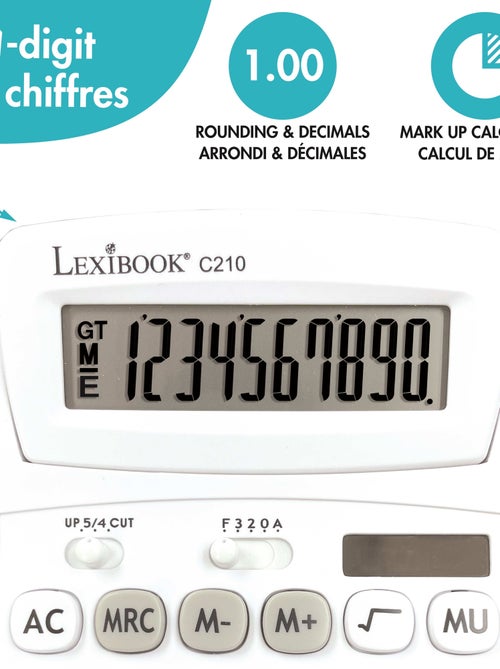 Calculadora de bolso de 10 dígitos com ângulo de ecrã ajustável e acabamento em borracha - Kiabi