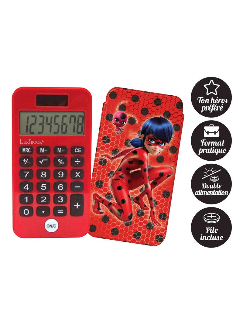 Calculadora de bolso miraculous de 8 dígitos com capa de proteção Vermelho - Kiabi