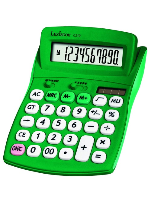 Calculadora de bolso verde de 10 dígitos com ângulo de ecrã ajustável e acabamento em borracha - Kiabi