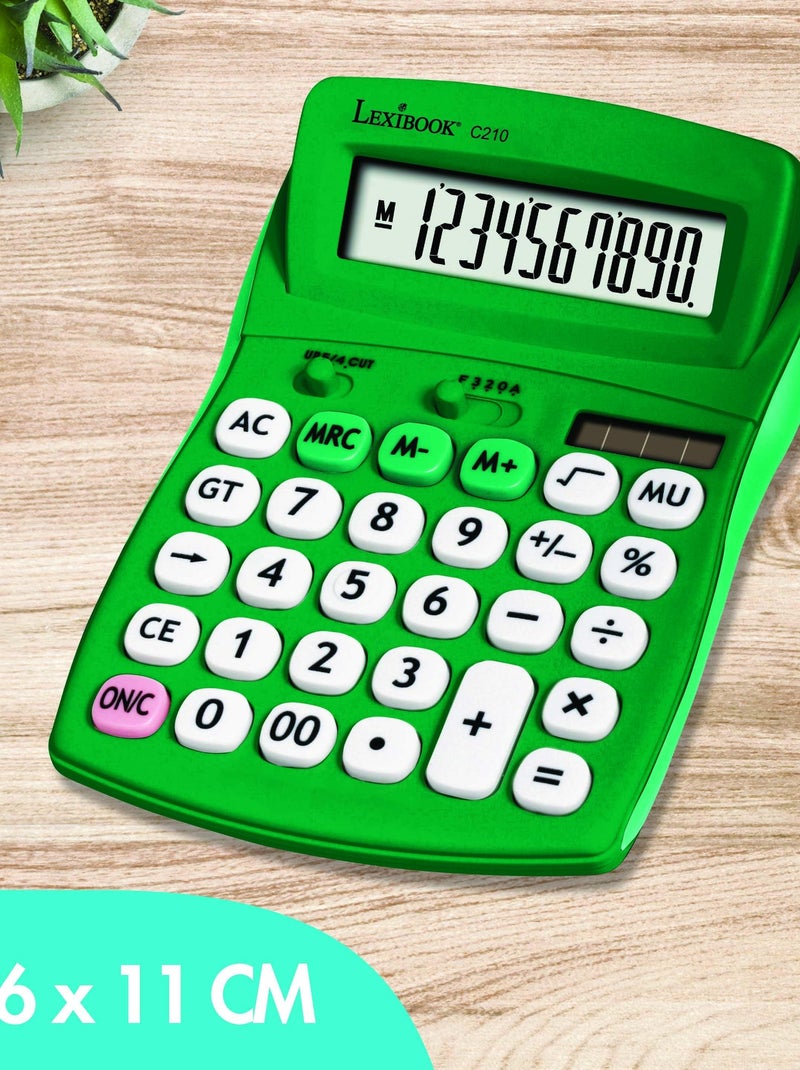Calculadora de bolso verde de 10 dígitos com ângulo de ecrã ajustável e acabamento em borracha Verde - Kiabi