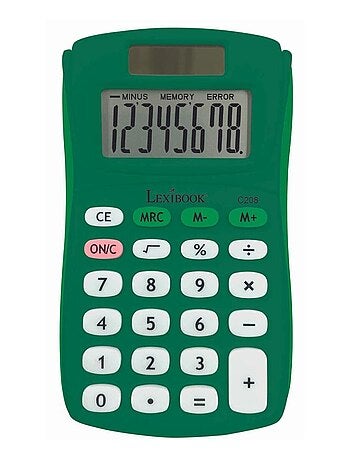 Calculadora de bolso verde de 8 dígitos com acabamento em borracha