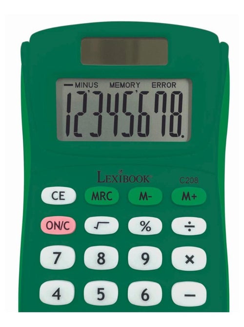 Calculadora de bolso verde de 8 dígitos com acabamento em borracha - Kiabi