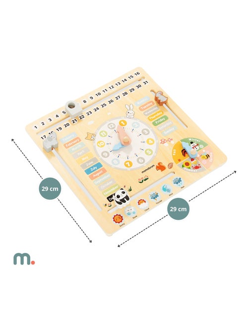 Calendário educativo 6 em 1 de madeira – aprender as horas, as datas e o estado do tempo - Kiabi