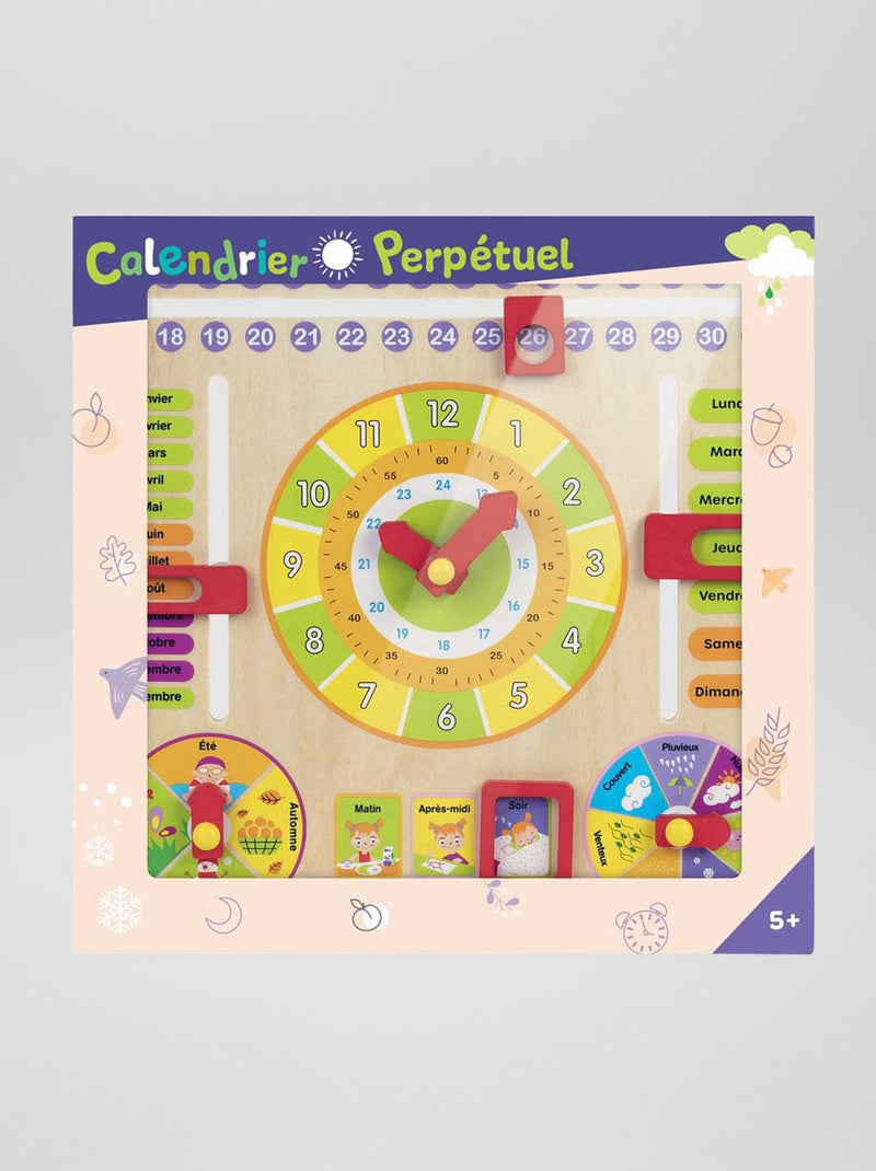 Calendário perpétuo de madeira Multicor - Kiabi