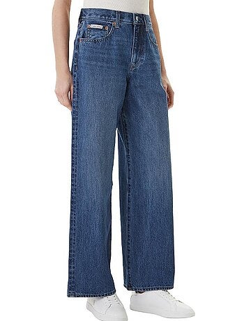 Calvin klein the wide indigo jeans azuis largos para mulher