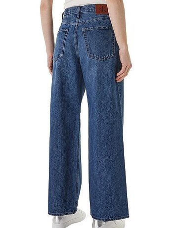 Calvin klein the wide indigo jeans azuis largos para mulher