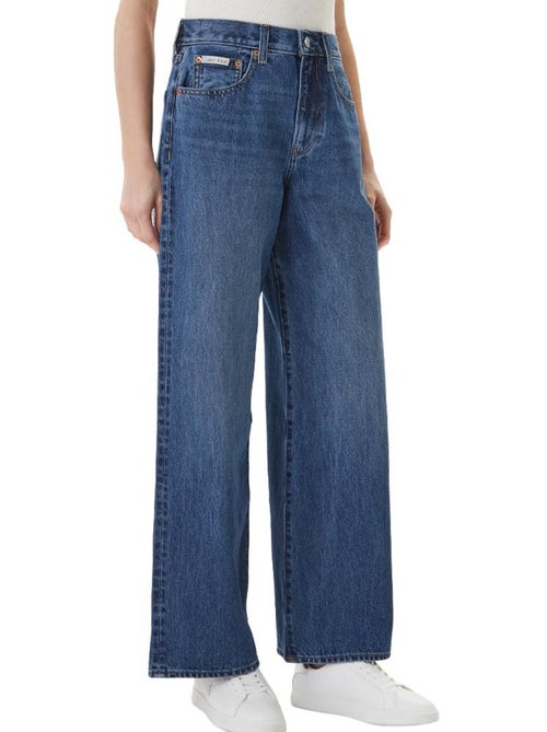 Calvin klein the wide indigo jeans azuis largos para mulher - Kiabi