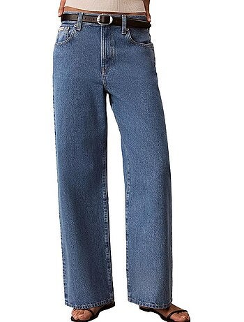 Calvin klein the wide radio jeans largos azuis para mulher
