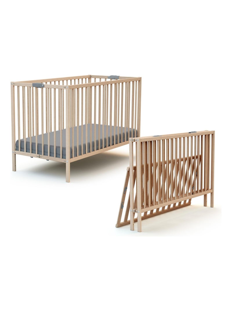 Cama bebê dobrável de madeira flex Castanho-avelã - Kiabi