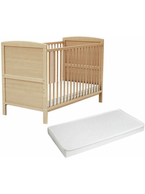 Cama de bebê ajustável de madeira com colchão luna de madeira - Kiabi Cama de bebê ajustável de madeira com colchão luna de madeira - Kiabi