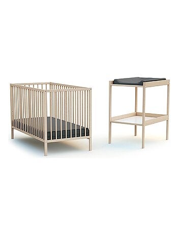 Cama de bebé e muda-fraldas de madeira milo