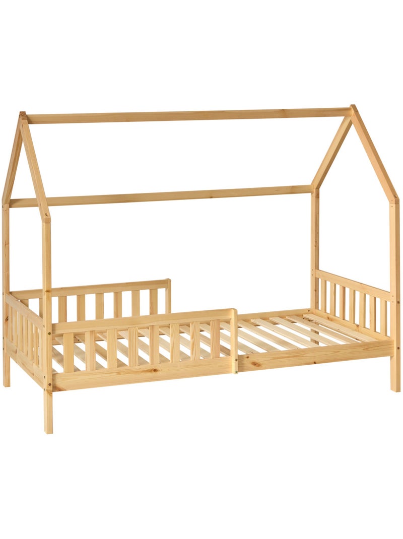 Cama de cabana infantil em madeira com arrumação integrada Bege - Kiabi