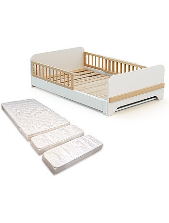 Cama de chão extensível de madeira para crianças 80x140-165-190 carrossel com colchão