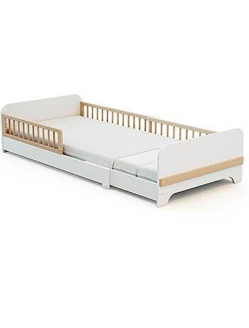 Cama de chão extensível de madeira para crianças 80x140-165-190 carrossel com colchão