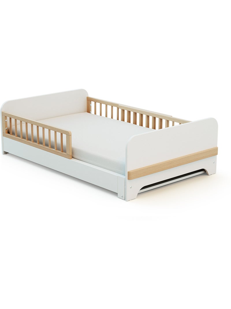 Cama de chão extensível de madeira para crianças 80x140-165-190 carrossel com colchão Branco - Kiabi