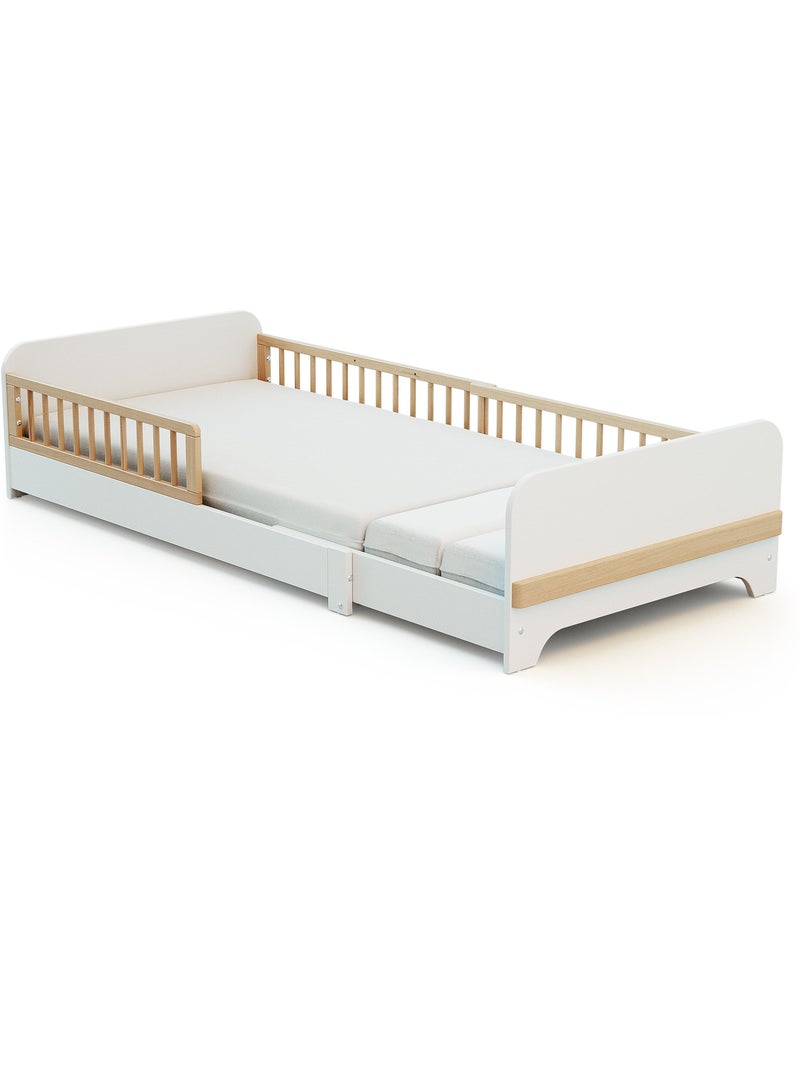 Cama de chão extensível de madeira para crianças 80x140-165-190 carrossel com colchão Branco - Kiabi