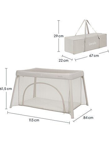 Cama de viagem 2 em 1 LIONELO Mila - Ultraleve - Cama de bebé - Colchão de 4 cm - Saco incluído