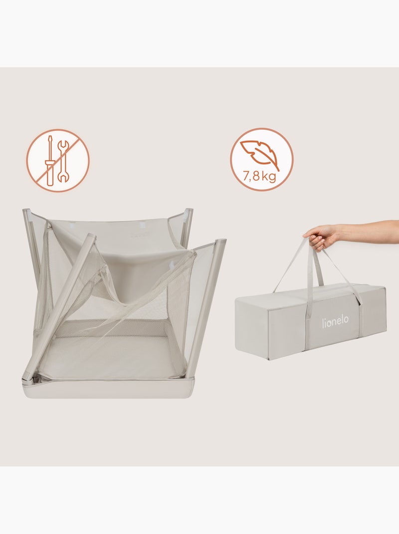 Cama de viagem 2 em 1 LIONELO Mila - Ultraleve - Cama de bebé - Colchão de 4 cm - Saco incluído Bege-areia - Kiabi