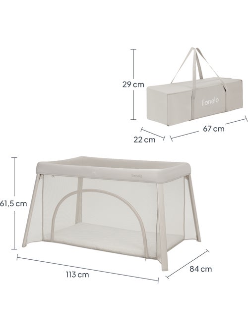 Cama de viagem 2 em 1 LIONELO Mila - Ultraleve - Cama de bebé - Colchão de 4 cm - Saco incluído - Kiabi