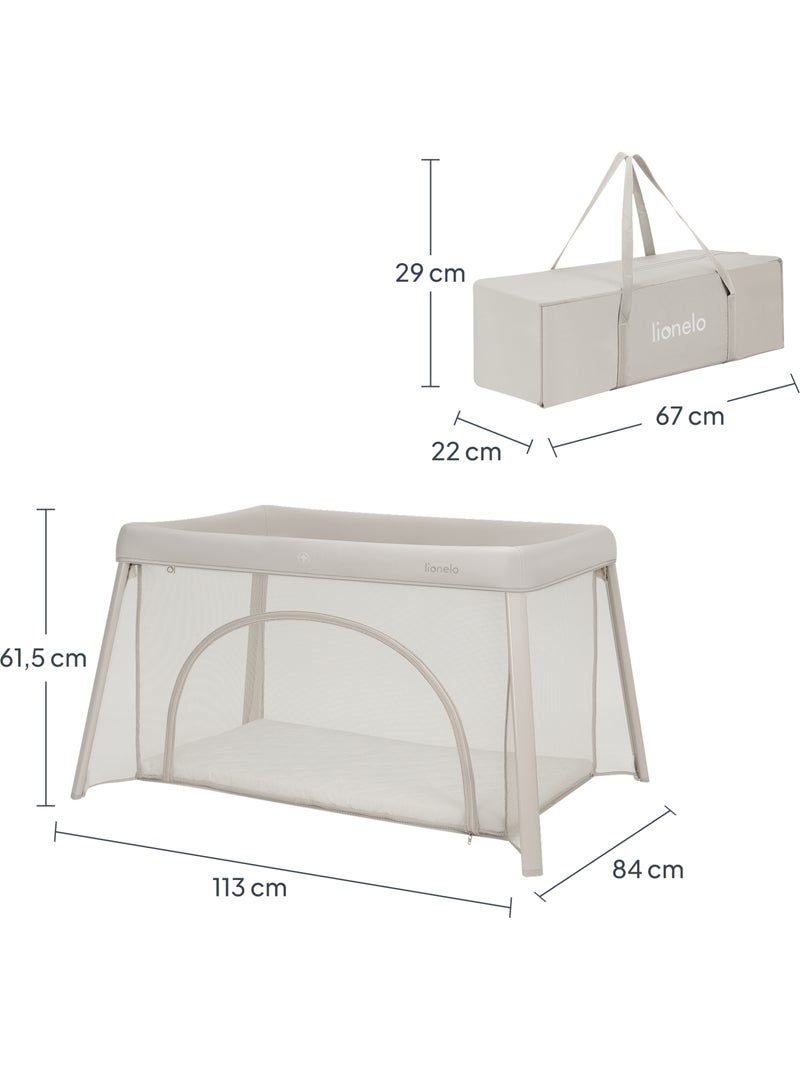 Cama de viagem 2 em 1 LIONELO Mila - Ultraleve - Cama de bebé - Colchão de 4 cm - Saco incluído Bege-areia - Kiabi