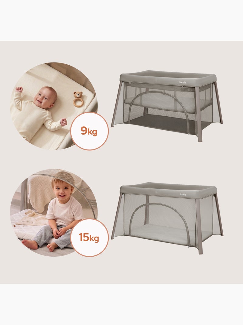 Cama de viagem 2 em 1 LIONELO Mila - Ultraleve - Cama de bebé - Colchão de 4 cm - Saco incluído Bege - Kiabi
