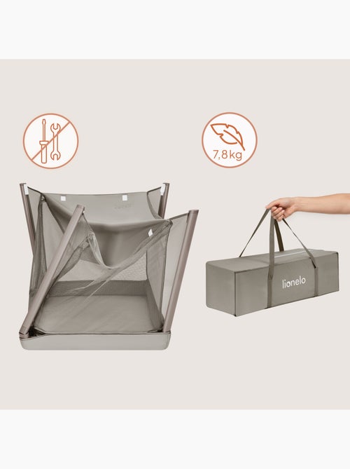 Cama de viagem 2 em 1 LIONELO Mila - Ultraleve - Cama de bebé - Colchão de 4 cm - Saco incluído - Kiabi