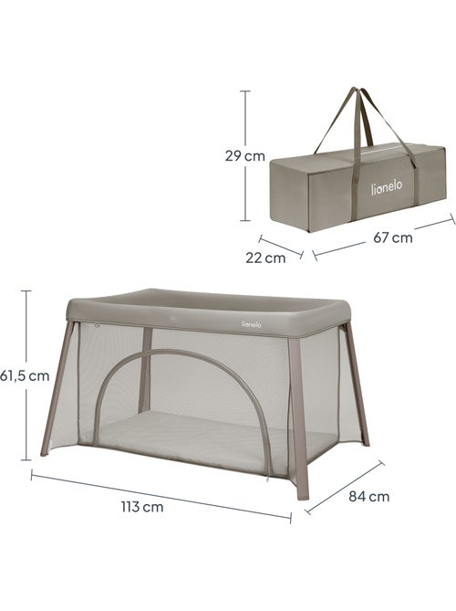 Cama de viagem 2 em 1 LIONELO Mila - Ultraleve - Cama de bebé - Colchão de 4 cm - Saco incluído - Kiabi