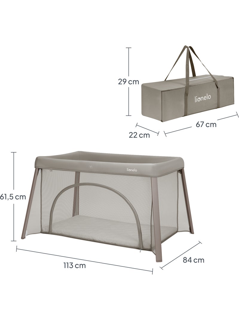 Cama de viagem 2 em 1 LIONELO Mila - Ultraleve - Cama de bebé - Colchão de 4 cm - Saco incluído Bege - Kiabi