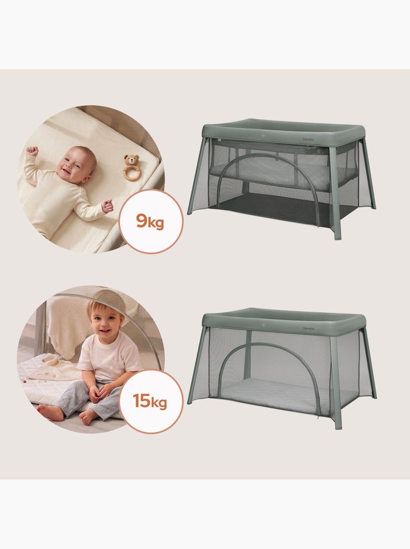 Cama de viagem 2 em 1 LIONELO Mila - Ultraleve - Cama de bebé - Colchão de 4 cm - Saco incluído Verde - Kiabi