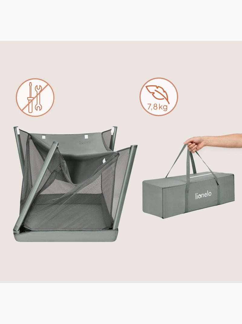 Cama de viagem 2 em 1 LIONELO Mila - Ultraleve - Cama de bebé - Colchão de 4 cm - Saco incluído Verde - Kiabi