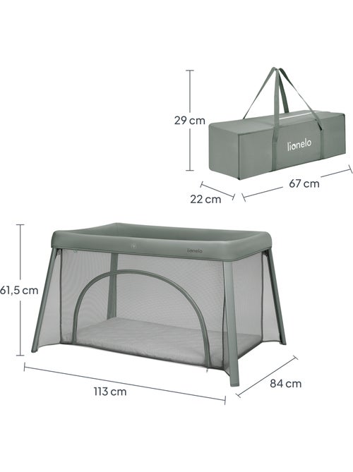Cama de viagem 2 em 1 LIONELO Mila - Ultraleve - Cama de bebé - Colchão de 4 cm - Saco incluído - Kiabi