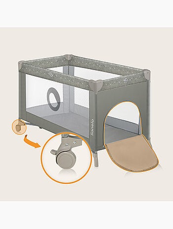 Cama de viagem 2 em 1 LIONELO Stefi – Parque infantil – 125 x 65 cm – Rodas – 0-36 meses – Saco
