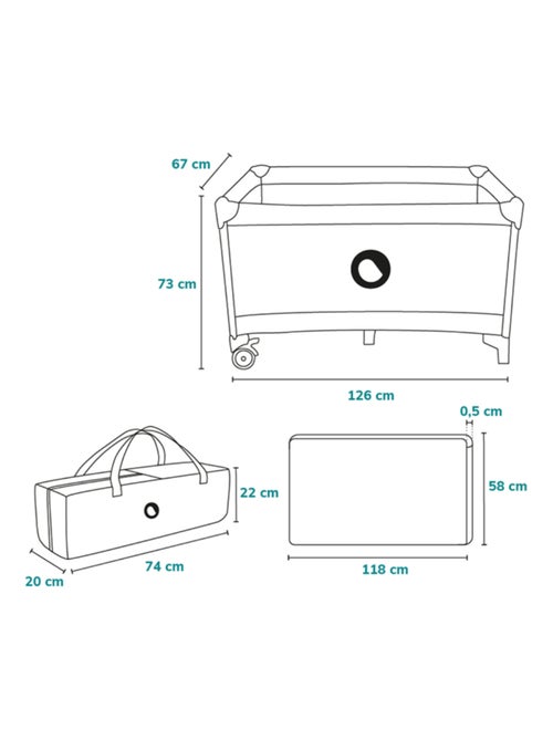 Cama de viagem 2 em 1 LIONELO Stefi – Parque infantil – 125 x 65 cm – Rodas – 0-36 meses – Saco - Kiabi Cama de viagem 2 em 1 LIONELO Stefi – Parque infantil – 125 x 65 cm – Rodas – 0-36 meses – Saco - Kiabi