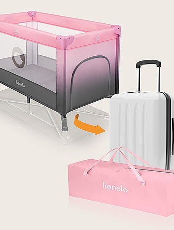 Cama de viagem 2 em 1 LIONELO Stefi – Parque infantil – 125 x 65 cm – Rodas – 0-36 meses – Saco