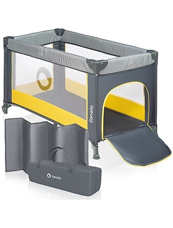 Cama de viagem 2 em 1 LIONELO Stefi – Parque infantil – 125 x 65 cm – Rodas – 0-36 meses – Saco