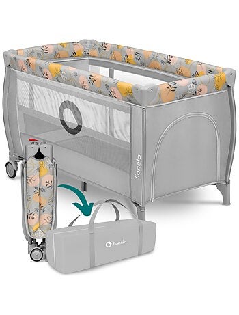 Cama de viagem 2 em 1 LIONELO Stefi Plus – Parque infantil – Colchão de alta densidade – 0-36 meses