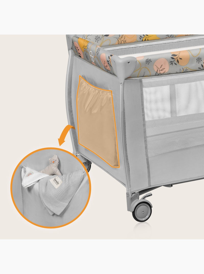 Cama de viagem 2 em 1 LIONELO Stefi Plus – Parque infantil – Colchão de alta densidade – 0-36 meses Cinza-amarelo - Kiabi