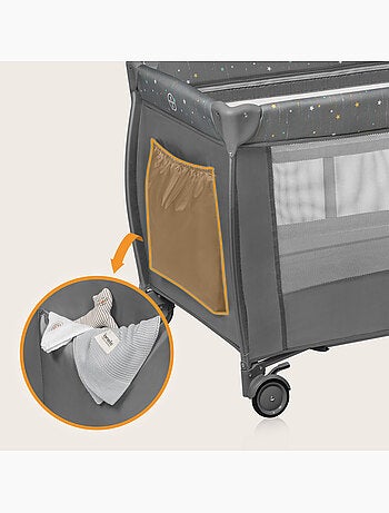 Cama de viagem 2 em 1 LIONELO Stefi Plus – Parque infantil – Colchão de alta densidade – 0-36 meses