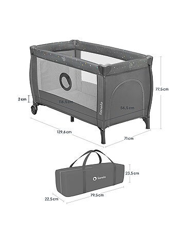 Cama de viagem 2 em 1 LIONELO Stefi Plus – Parque infantil – Colchão de alta densidade – 0-36 meses